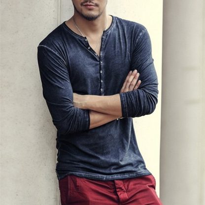 Slim Fit Henley T-shirt - Image 4