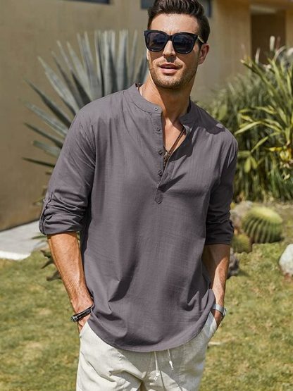 Stylish Long Sleeve Henley - Image 6