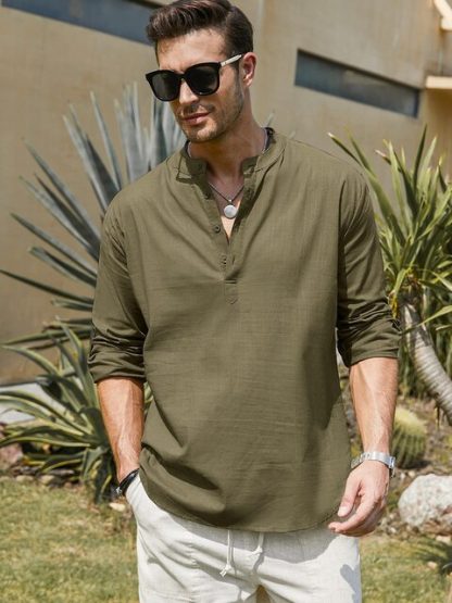 Stylish Long Sleeve Henley - Image 7