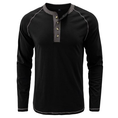 Color Contrast Henley Shirt - Image 3