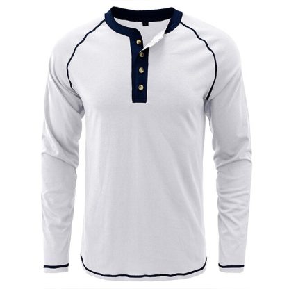 Color Contrast Henley Shirt - Image 6