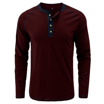 Color Contrast Henley Shirt - Image 5