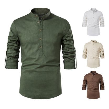 Handsome Solid Color Henley - Image 4