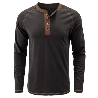 Color Contrast Henley Shirt - Image 7