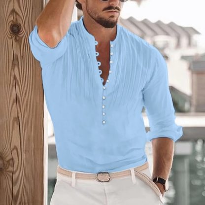 Stylish Loose Henley Top - Image 2