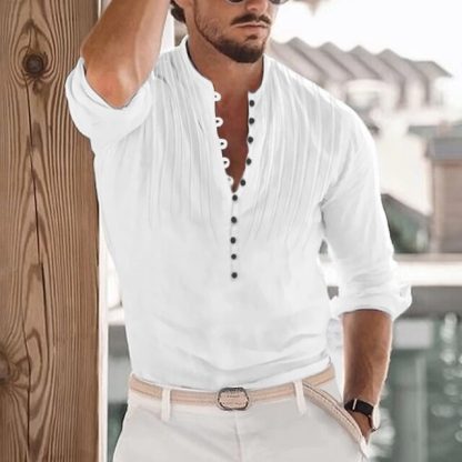 Stylish Loose Henley Top - Image 5