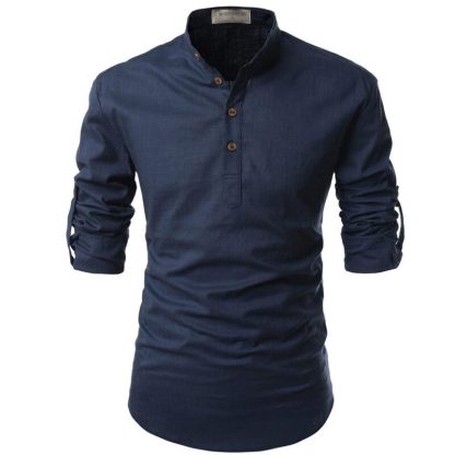 Men’s Slim-Fit Henley Tee - Image 2
