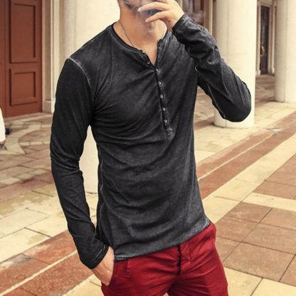 V-Neck Henley Shirt - Image 2