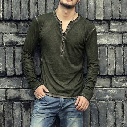 V-Neck Henley Shirt - Image 3