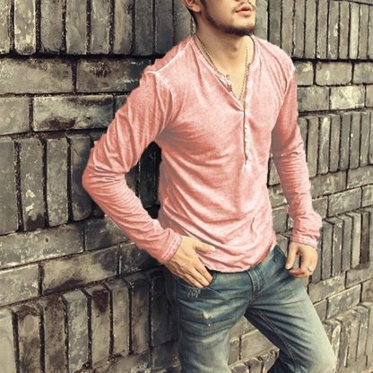 V-Neck Henley Shirt - Image 4