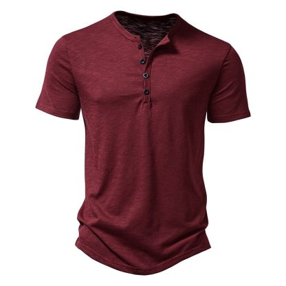 Henley Casual T-shirt Men - Image 3