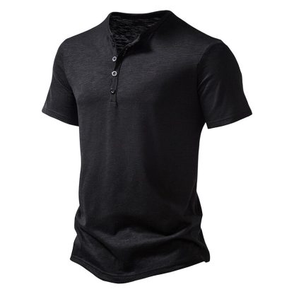 Henley Casual T-shirt Men - Image 4