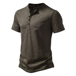 Henley Casual T-shirt Men