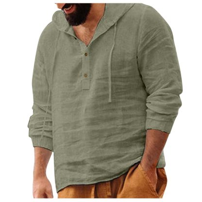 Casual Henley Hoodie Shirt - Image 2