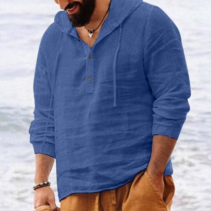 Casual Henley Hoodie Shirt