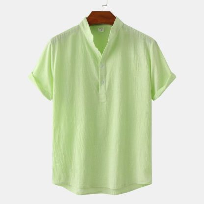 Cool Henley Cotton Shirt - Image 5