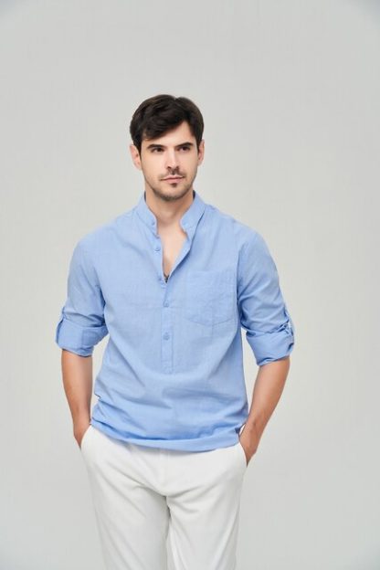 Mens Henley Roll Shirt - Image 10