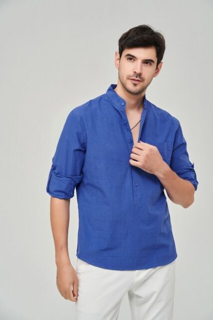 Mens Henley Roll Shirt - Image 8
