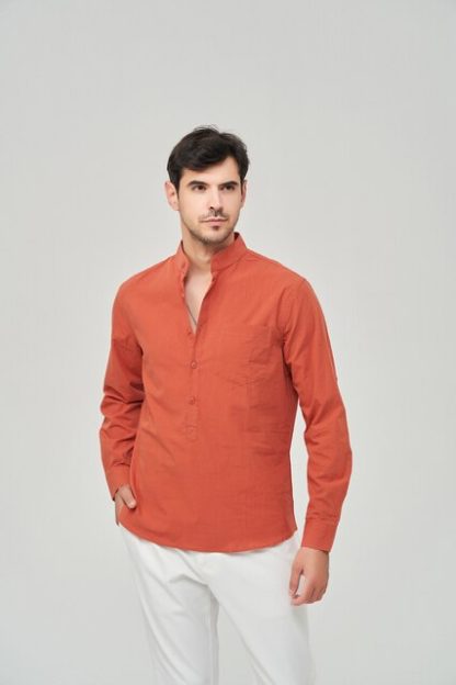 Mens Henley Roll Shirt - Image 6