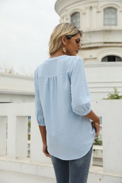 Button Up Pleated Henley Tunic - Image 3