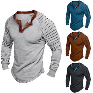 Muscle Solid Henley Shirt