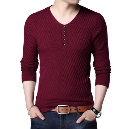 Beautiful Henley Design Mens Sweater - Image 5