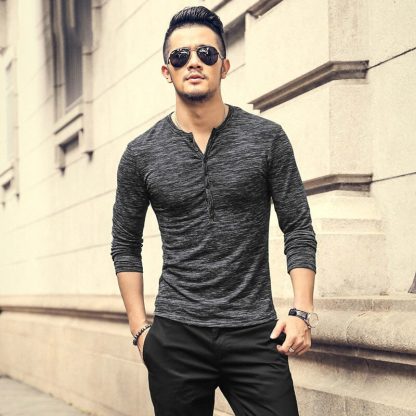 Cozy Streetwear Henley Shirt - Image 2