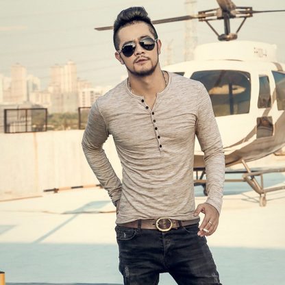 Cozy Streetwear Henley Shirt - Image 3