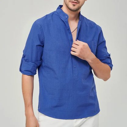 Summer Casual Henley Shirt - Image 2