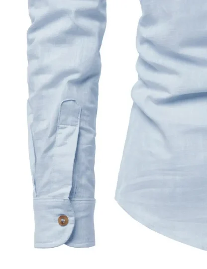 Stylish Henley Linen Shirt - Image 7