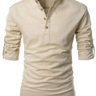 Stylish Henley Linen Shirt