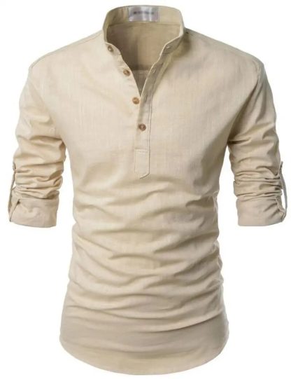 Stylish Henley Linen Shirt