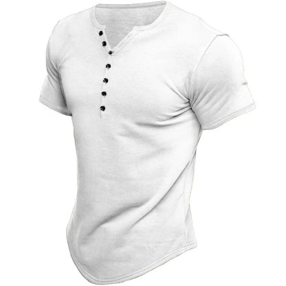 Casual Henley T-shirt Men - Image 2