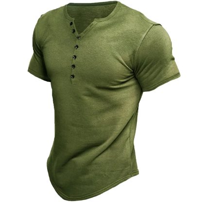 Casual Henley T-shirt Men - Image 3