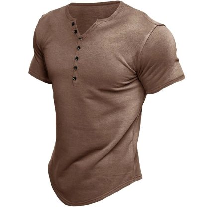 Casual Henley T-shirt Men - Image 4