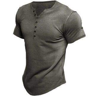 Casual Henley T-shirt Men