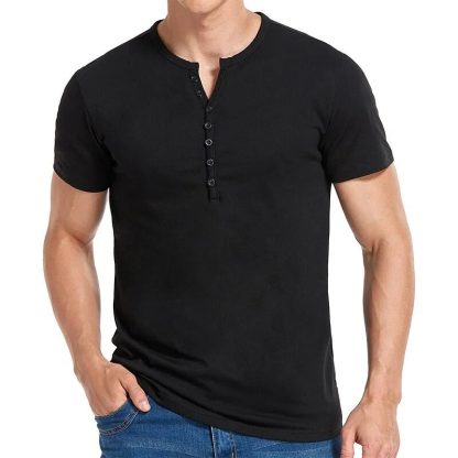 Casual Henley T-shirt Men - Image 5