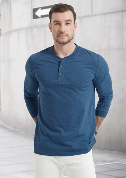 Casual Long Sleeve Henleys - Image 2