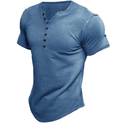 Casual Henley T-shirt Men - Image 6