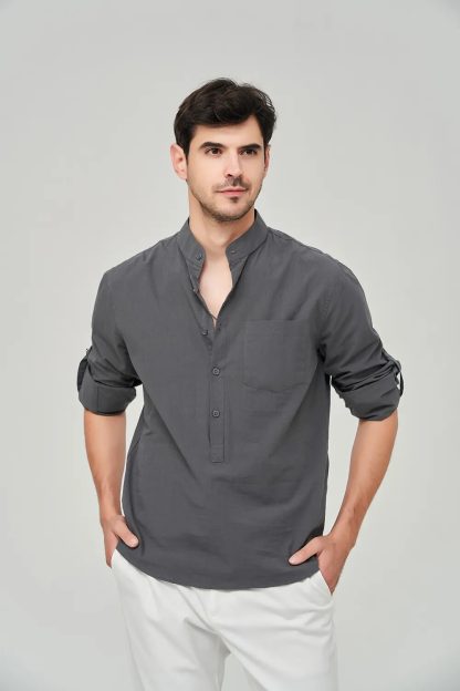 Summer Casual Henley Shirt - Image 8