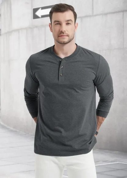 Casual Long Sleeve Henleys - Image 6