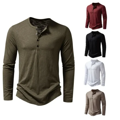 Timeless Elegance Henley Shirt - Image 3