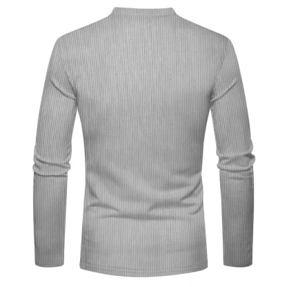 Stylish Casual Men's Corduroy Henley Shirt - Image 8