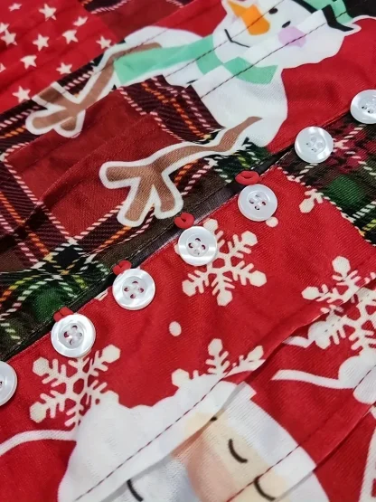 Christmas Print Long Sleeve Henley Shirt - Image 3