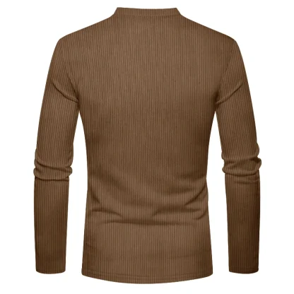 Stylish Casual Men's Corduroy Henley Shirt - Image 7